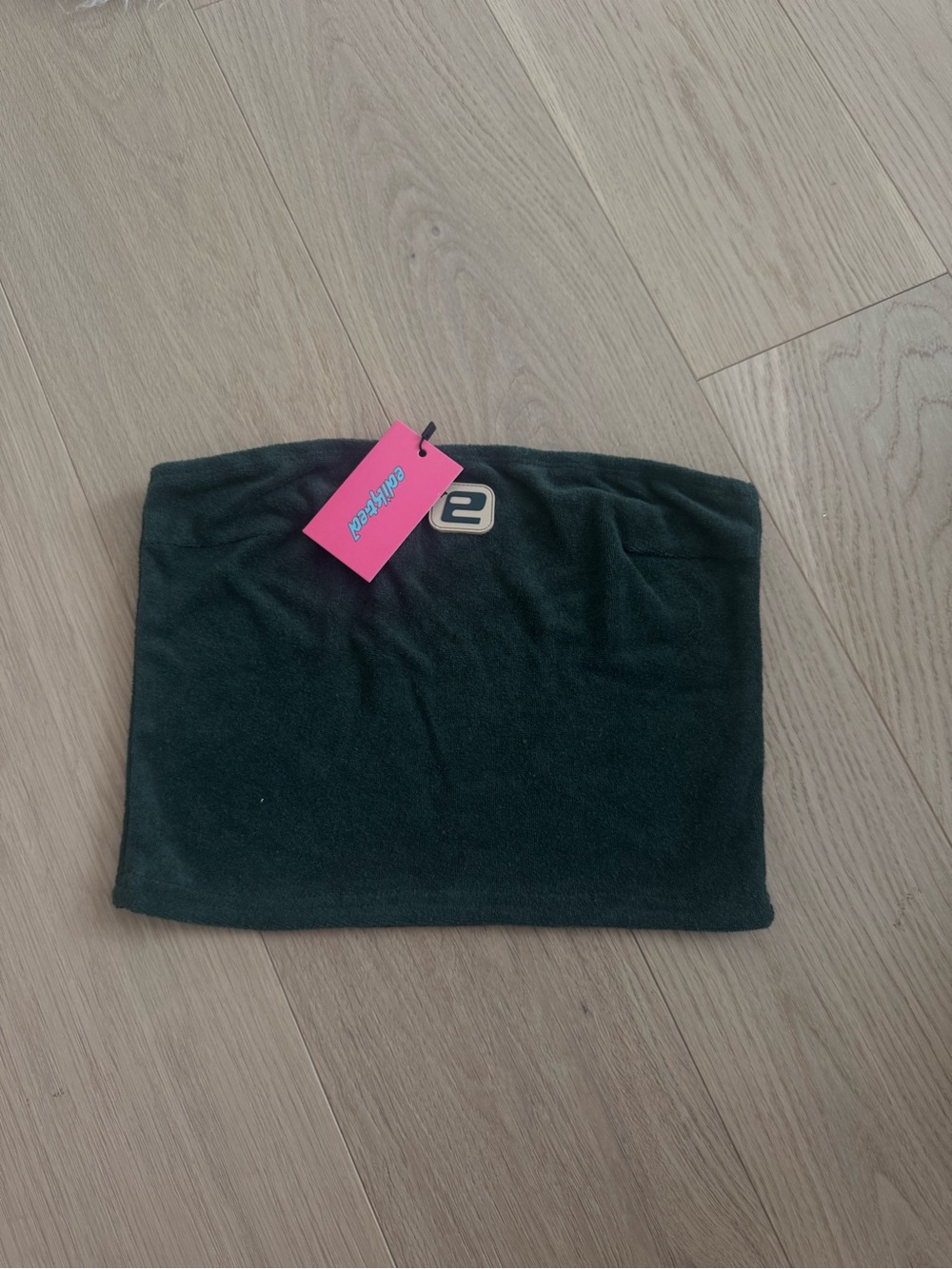 Edikted dark green sweat set. Tube top with wide leg sweat pants.